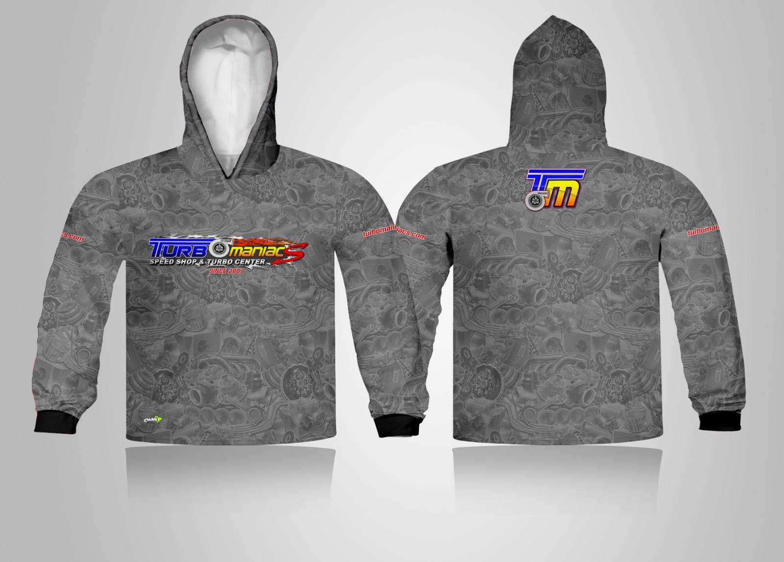Turbomaniacs Full Color Hoodie Gray