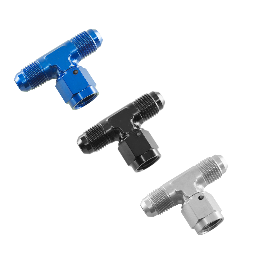 AN male tee to AN female swivel on run